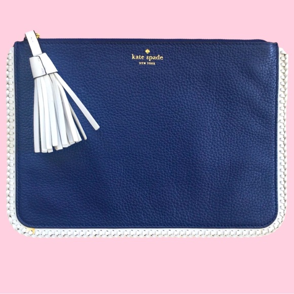 NWOT Limited Edition Kate Spade Carleton Street Gia Ocean Blue w/White Braiding - Picture 1 of 4